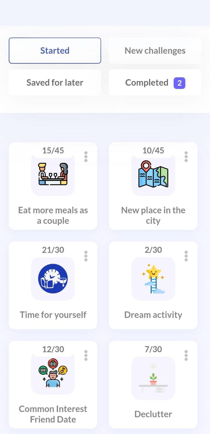 TimeRichMe Challenges Look on Mobile